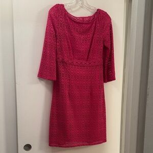 Laundry by Design Bright Pink/Fuchsia Lace Dress with Underslip